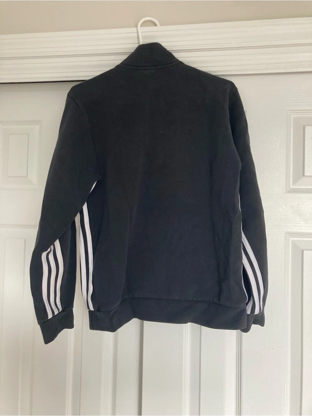 adidas Black Quarter-Zip Sweater with White Stripes